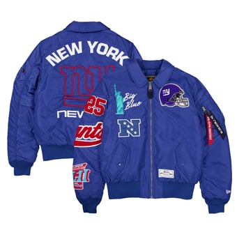 Men's New Era x Alpha Industries Royal New York Giants MA-1 Full-Zip Bomber Jacket