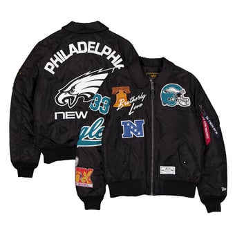 Men's New Era x Alpha Industries Black Philadelphia Eagles MA-1 Full-Zip Bomber Jacket