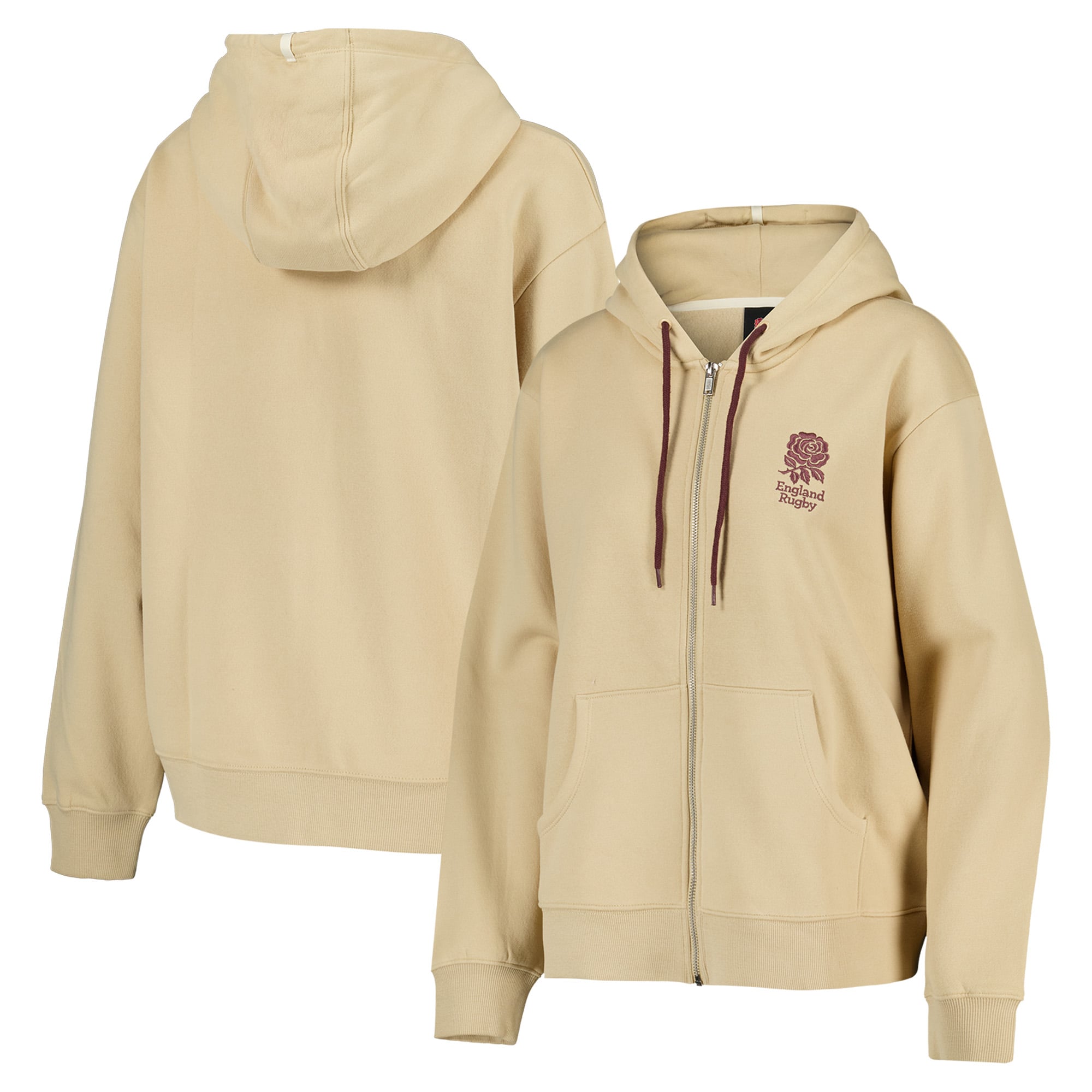 England Rugby Essentials Full Zip Hoodie - Cream - Womens: retailer-supplied image