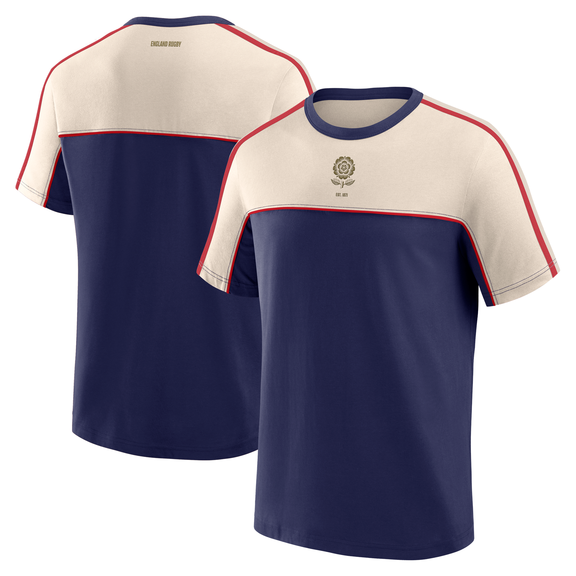 T-shirt England Rugby Heritage con fettuccia - Blu navy