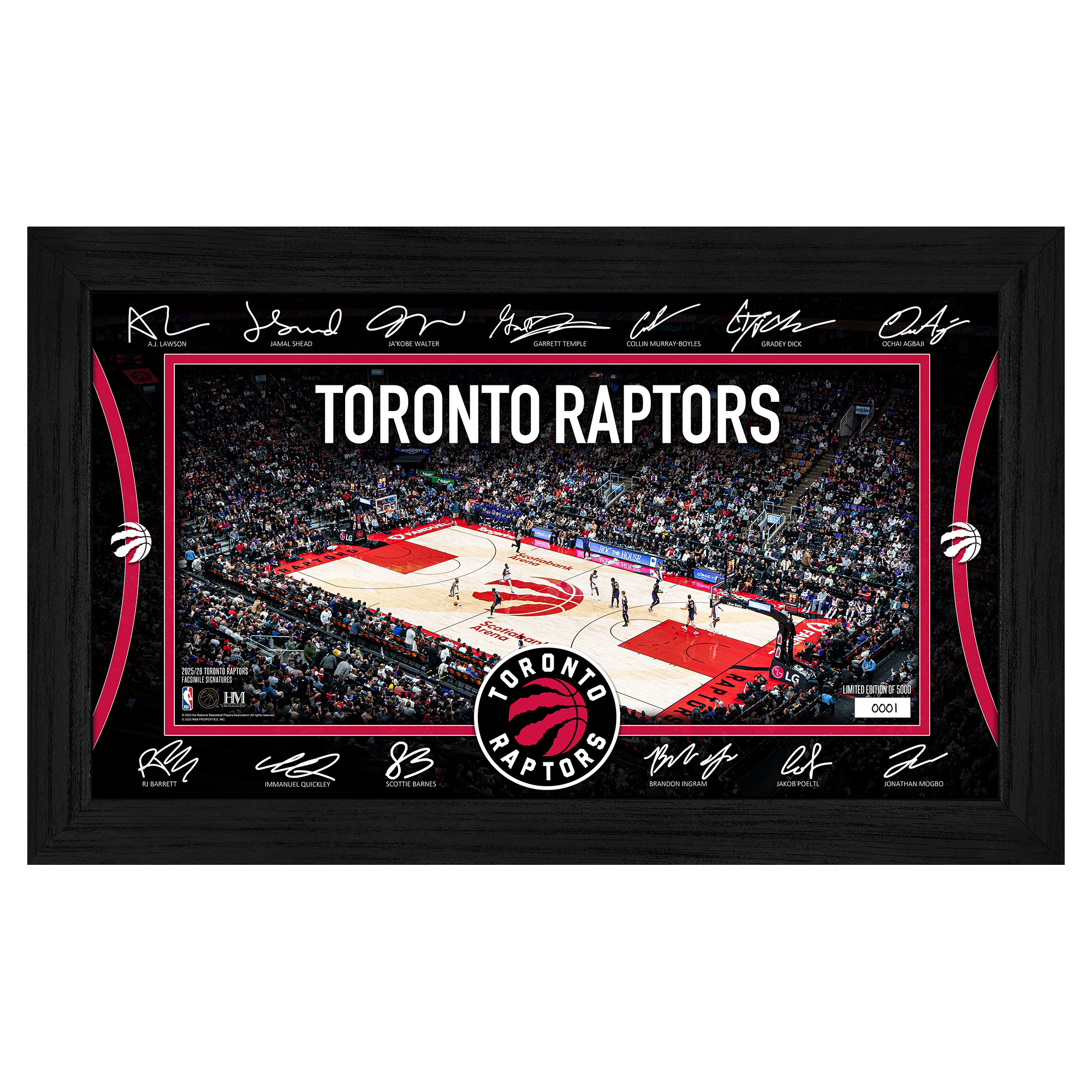 Highland Mint  Toronto Raptors 2025 Signature Court Framed Picture