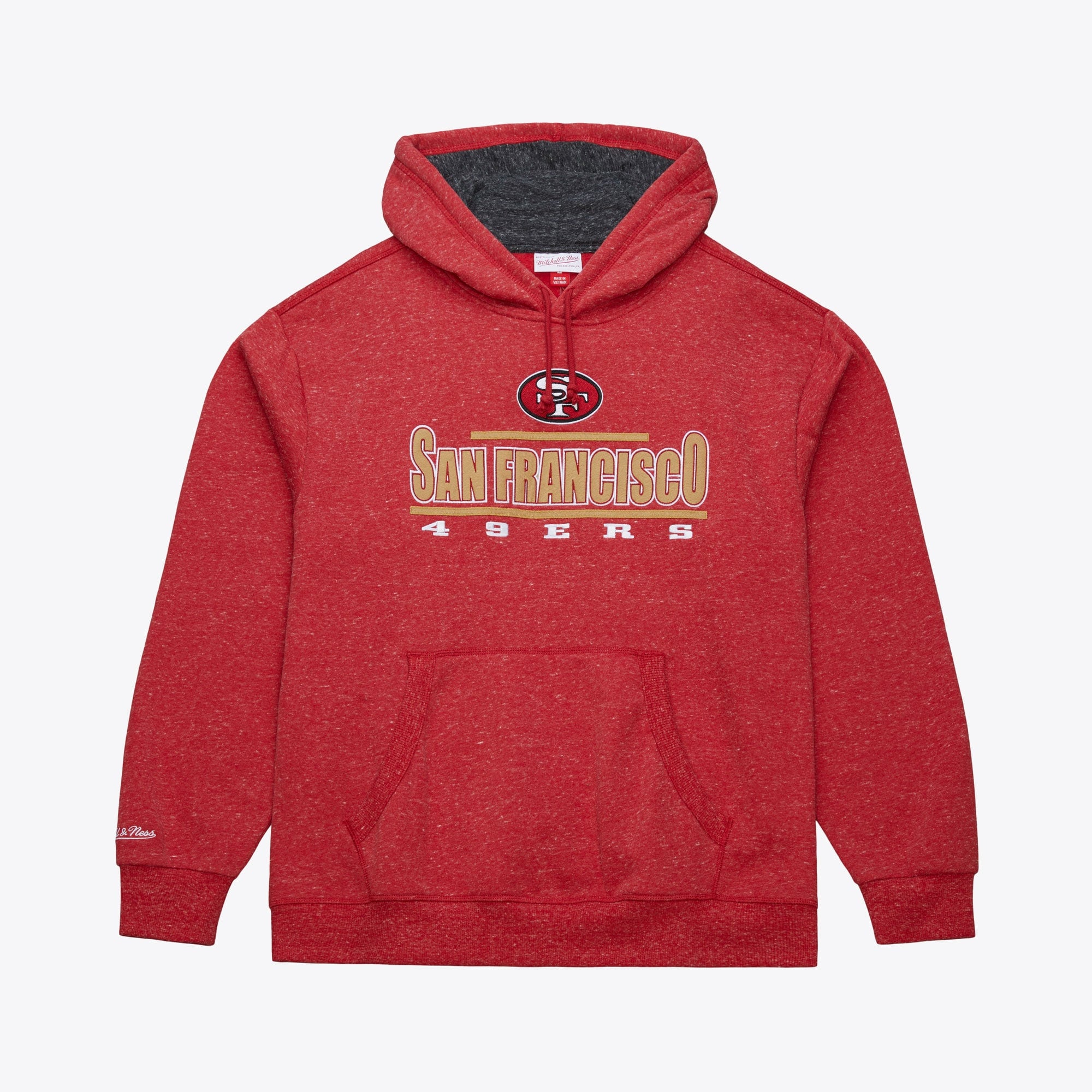 Felpa con cappuccio in pile Mitchell & Ness Vintage Logo Throw It Back dei San Francisco 49ers - Uomo