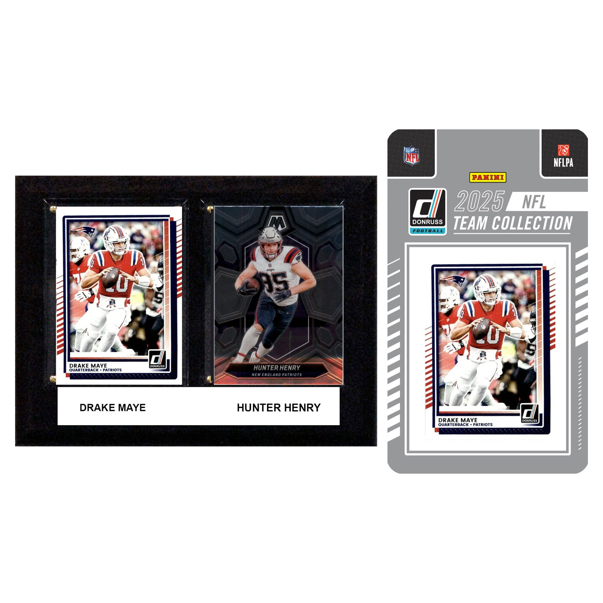 New England Patriots 6" x 8" Player Plaque & 2025 Team Trading Card Set