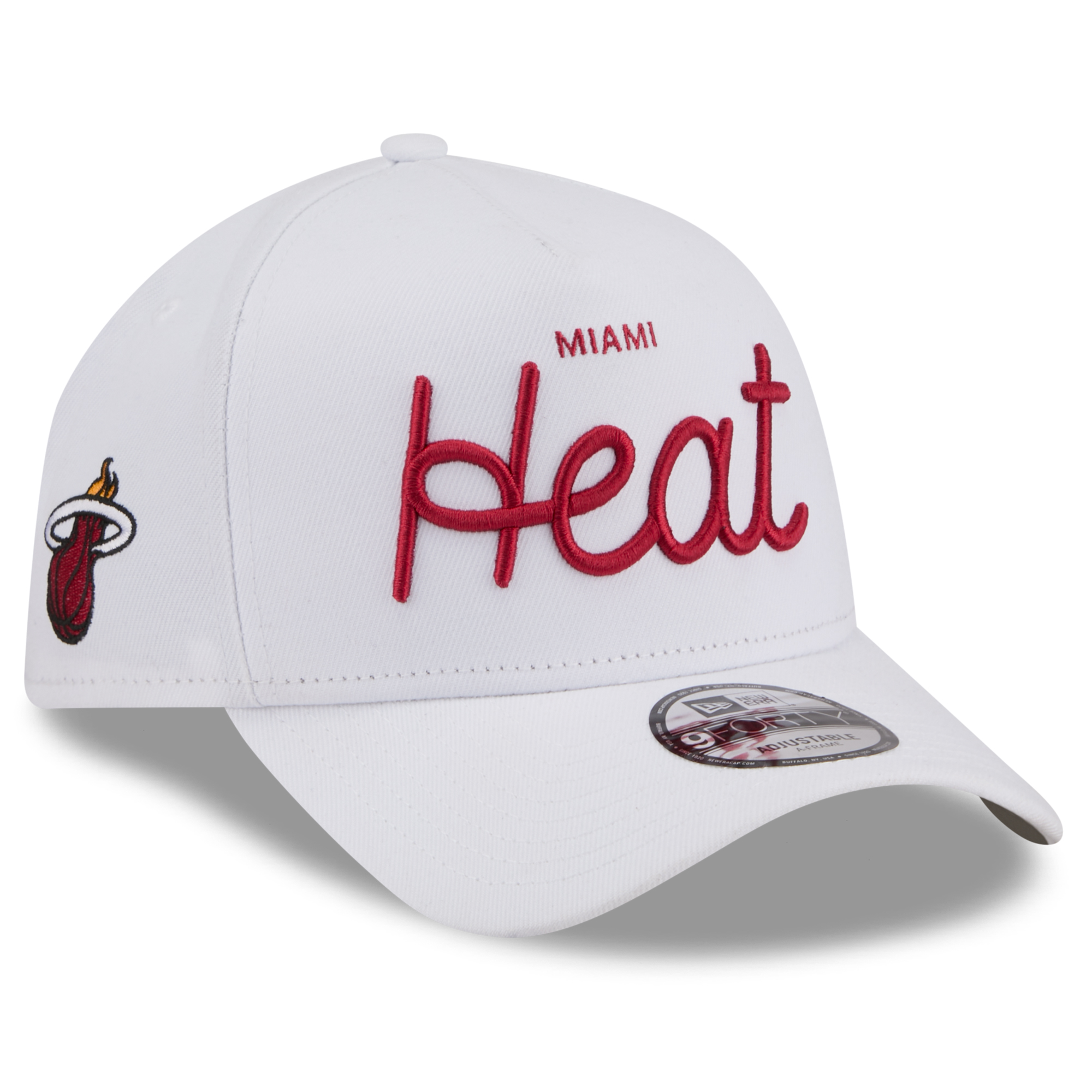 Unisex New Era x Malbon Golf White Miami Heat 9FORTY A-Frame Adjustable Hat
