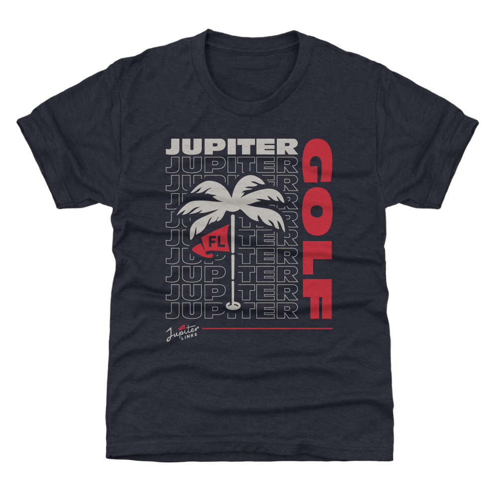 Youth 500 Level Navy Jupiter Links Golf Club Repeat Outline T-Shirt Youth 500 Level Navy Jupiter Links Golf Club Repeat Outline T-Shirt