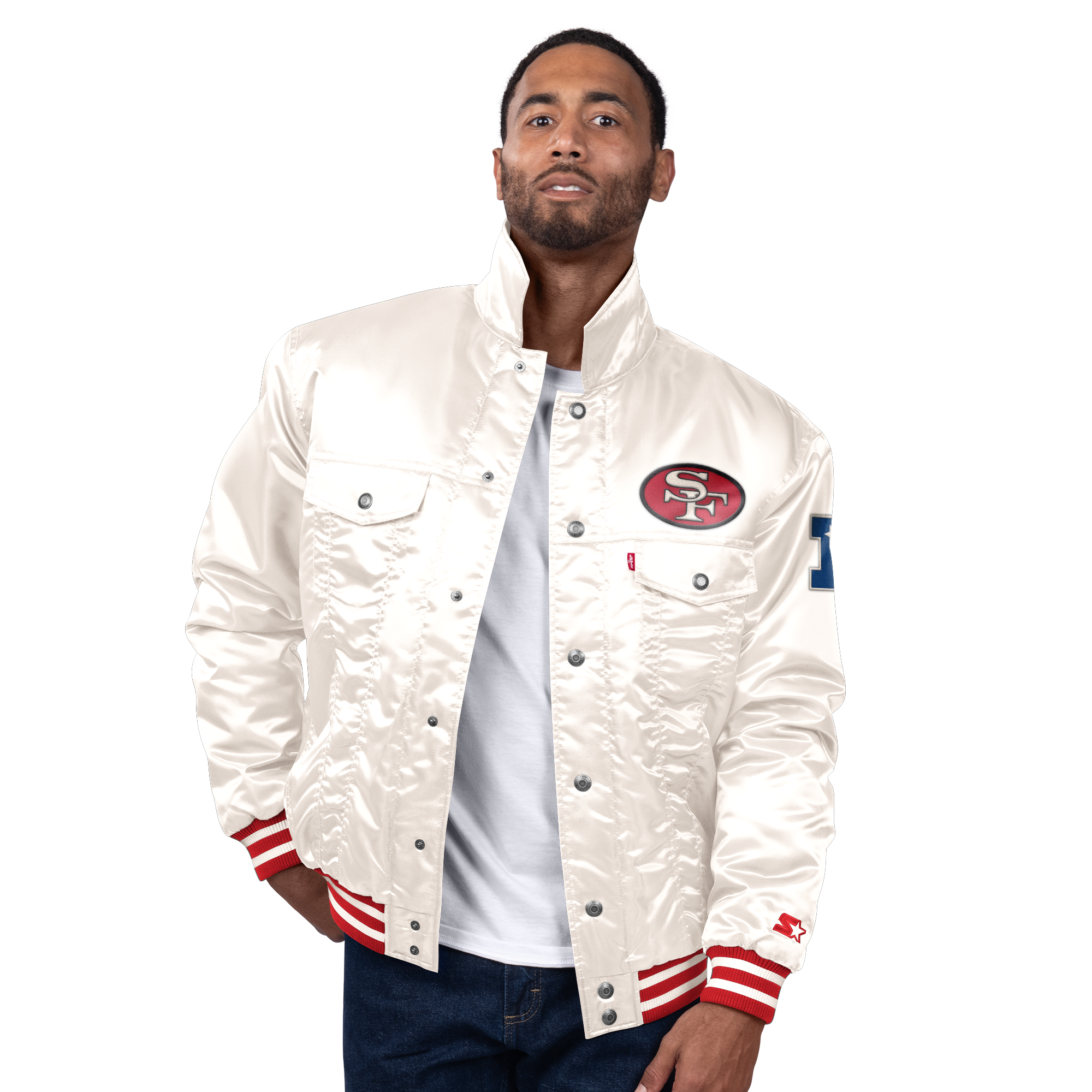 Men's Levi’s x Starter Cream San Francisco 49ers Full-Snap Jacket