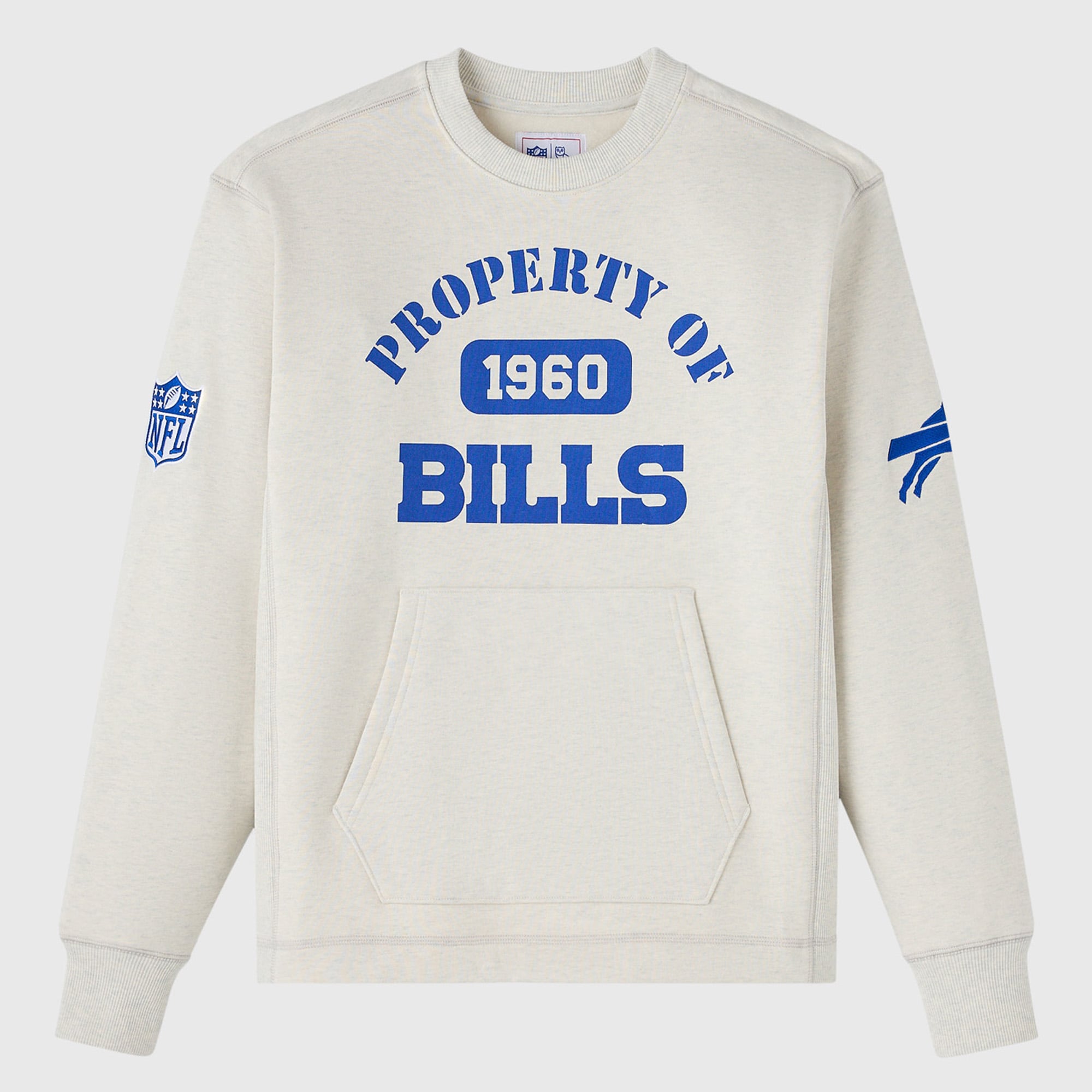 Sudadera unisex de felpa OVO x NFL color gris jaspeado de los Buffalo Bills.