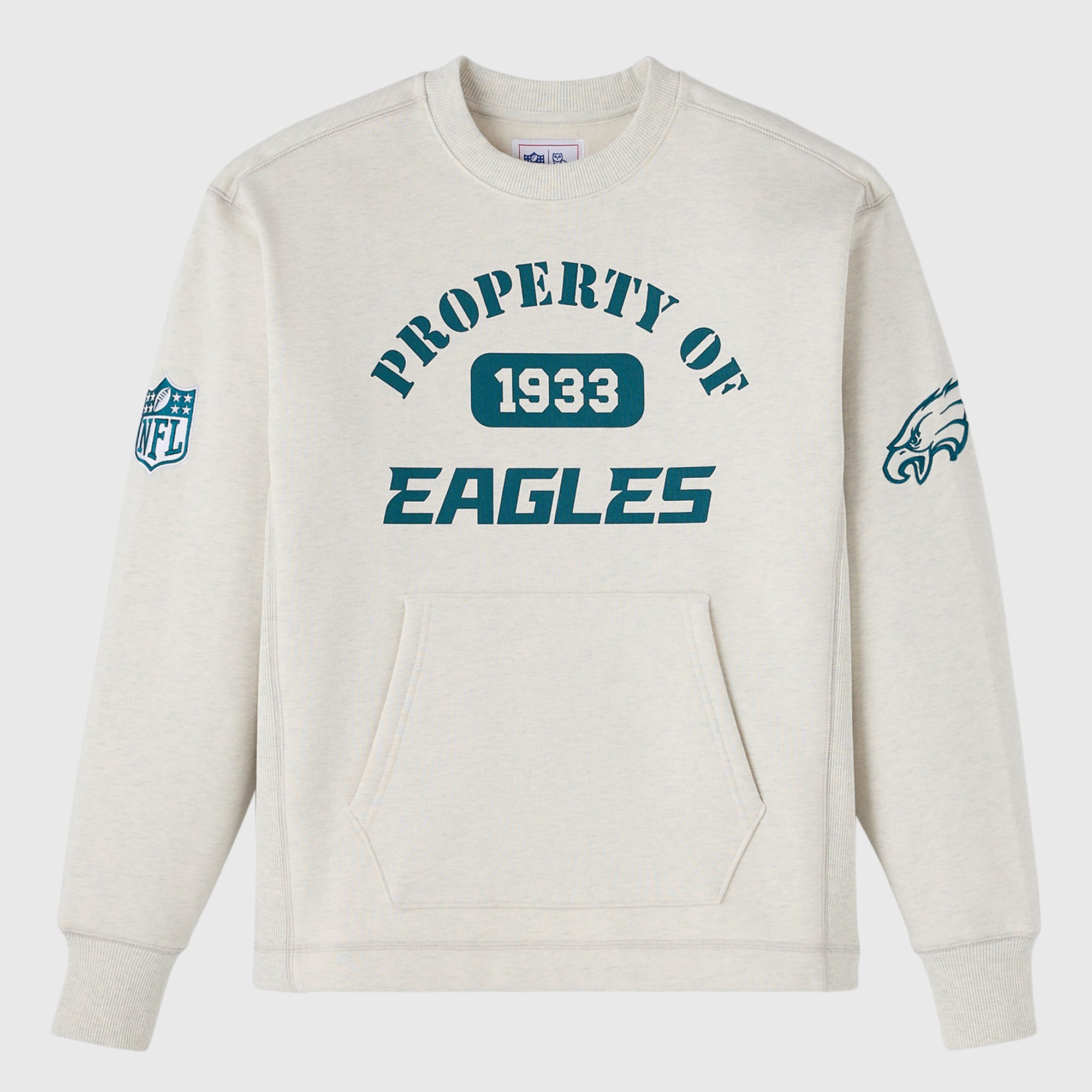 Sudadera unisex de felpa OVO x NFL color gris jaspeado de los Philadelphia Eagles.