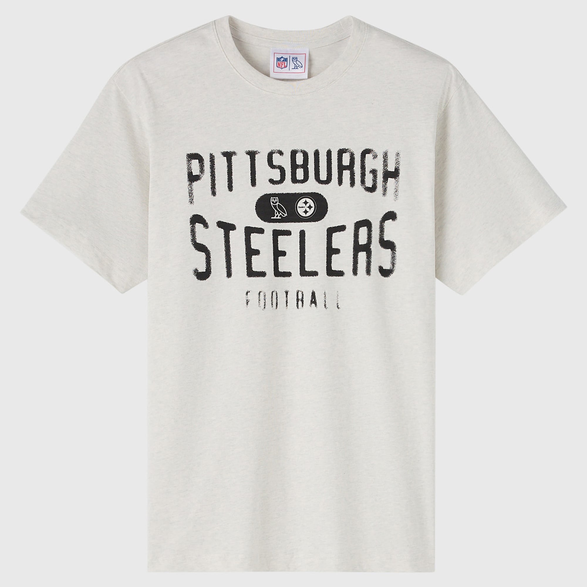 Camiseta unisex OVO x NFL gris jaspeado de los Pittsburgh Steelers