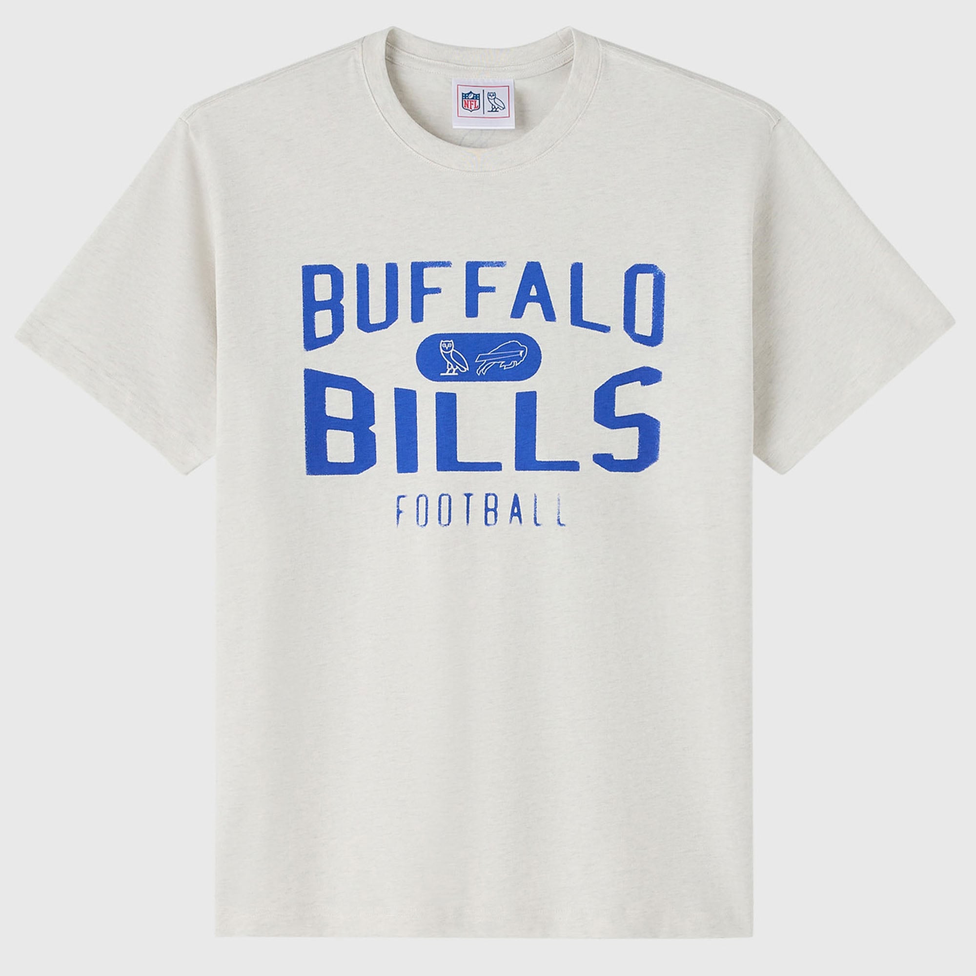 Camiseta unisex OVO x NFL color gris jaspeado de los Buffalo Bills