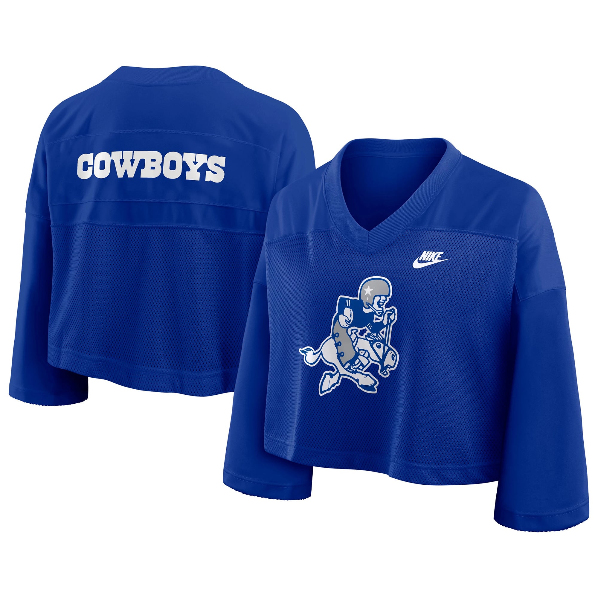 Women's Nike Royal Dallas Cowboys Rewind Cropped Mesh Dri-FIT Fashion Jersey