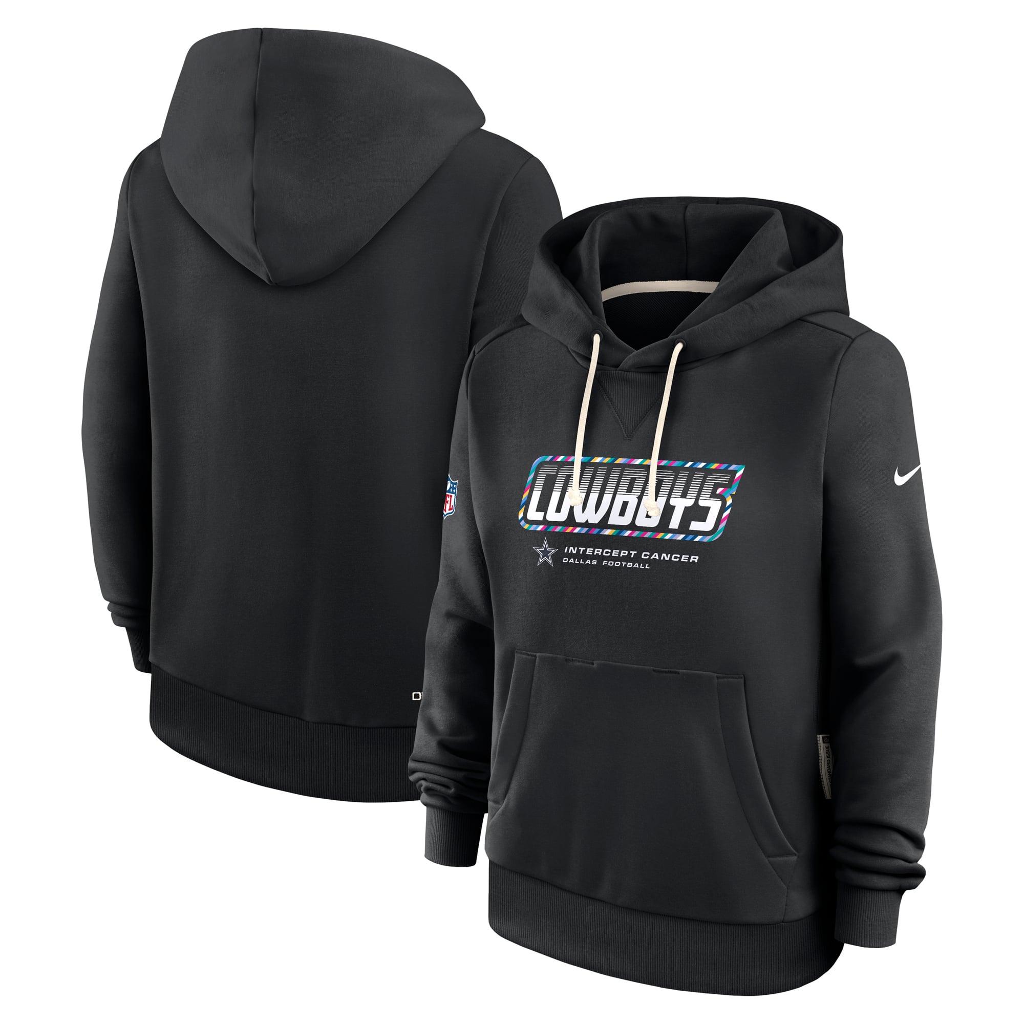 Women's Nike Black Dallas Cowboys 2026 NFL Crucial Catch Sideline Standard Issue Dri-FIT Pullover Hoodie
