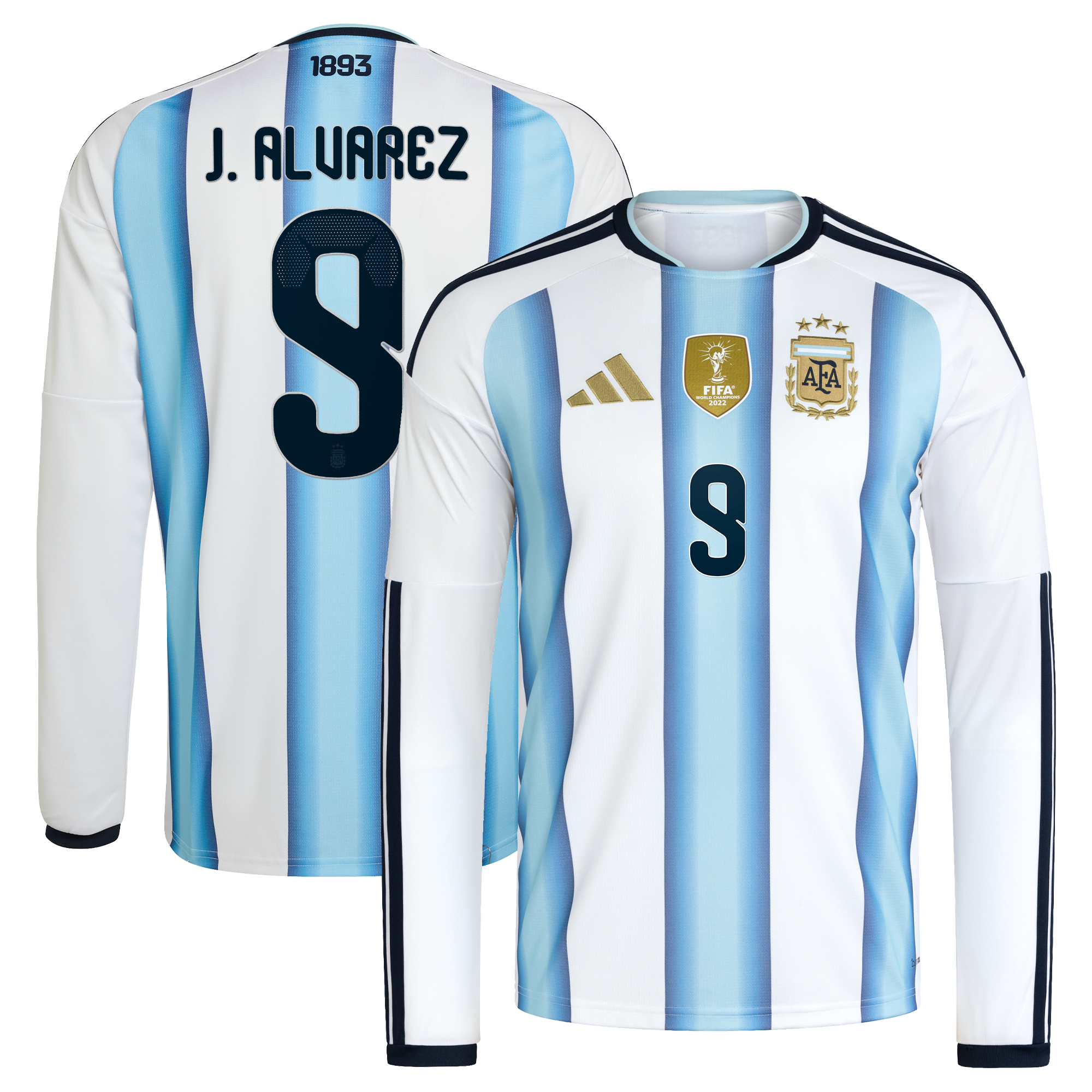 Maillot Domicile Argentine adidas 26 - Manches longues avec flocage J. Alvarez 9