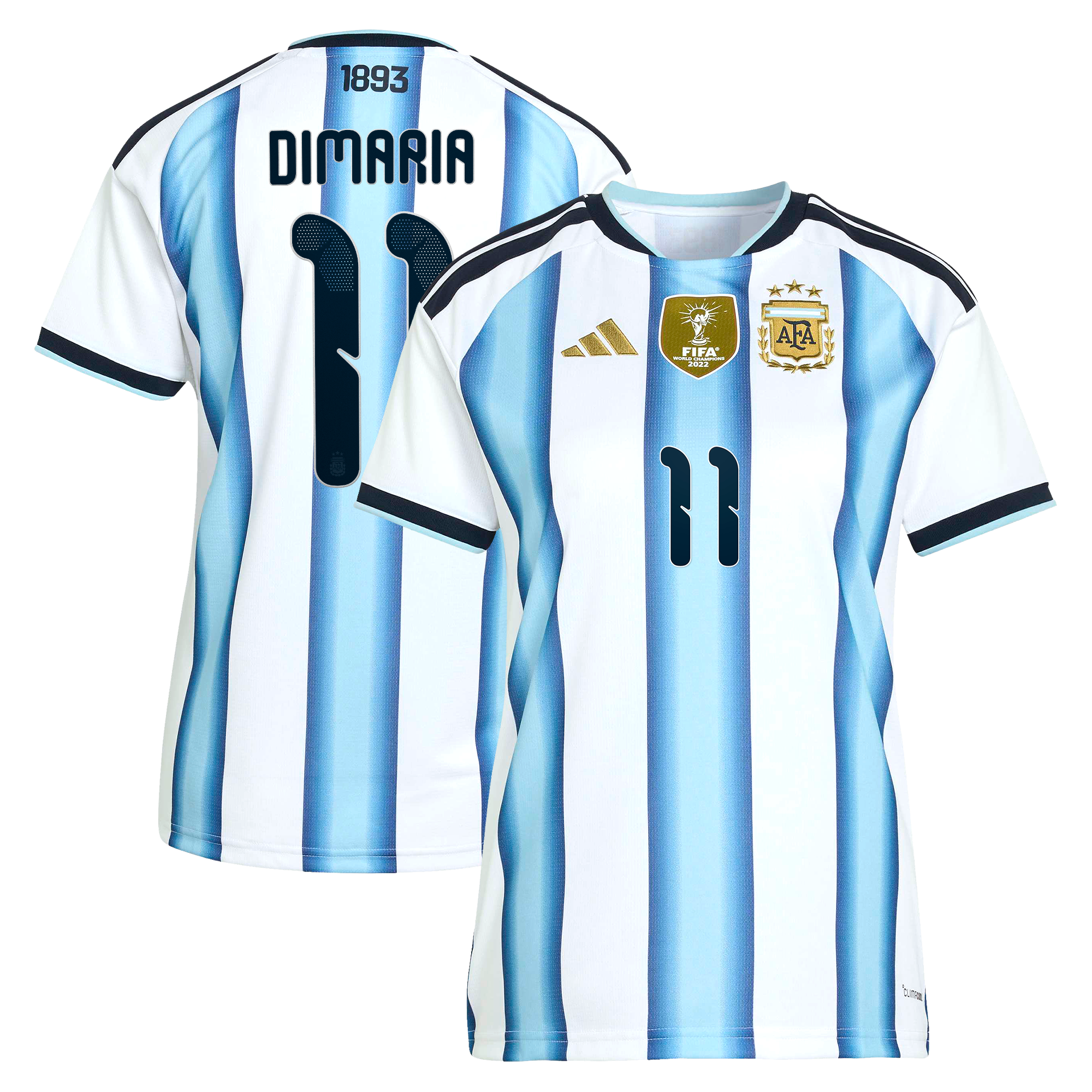 Argentina adidas Home Shirt 2026 - Womens with Di Maria 11 printing: retailer-supplied image