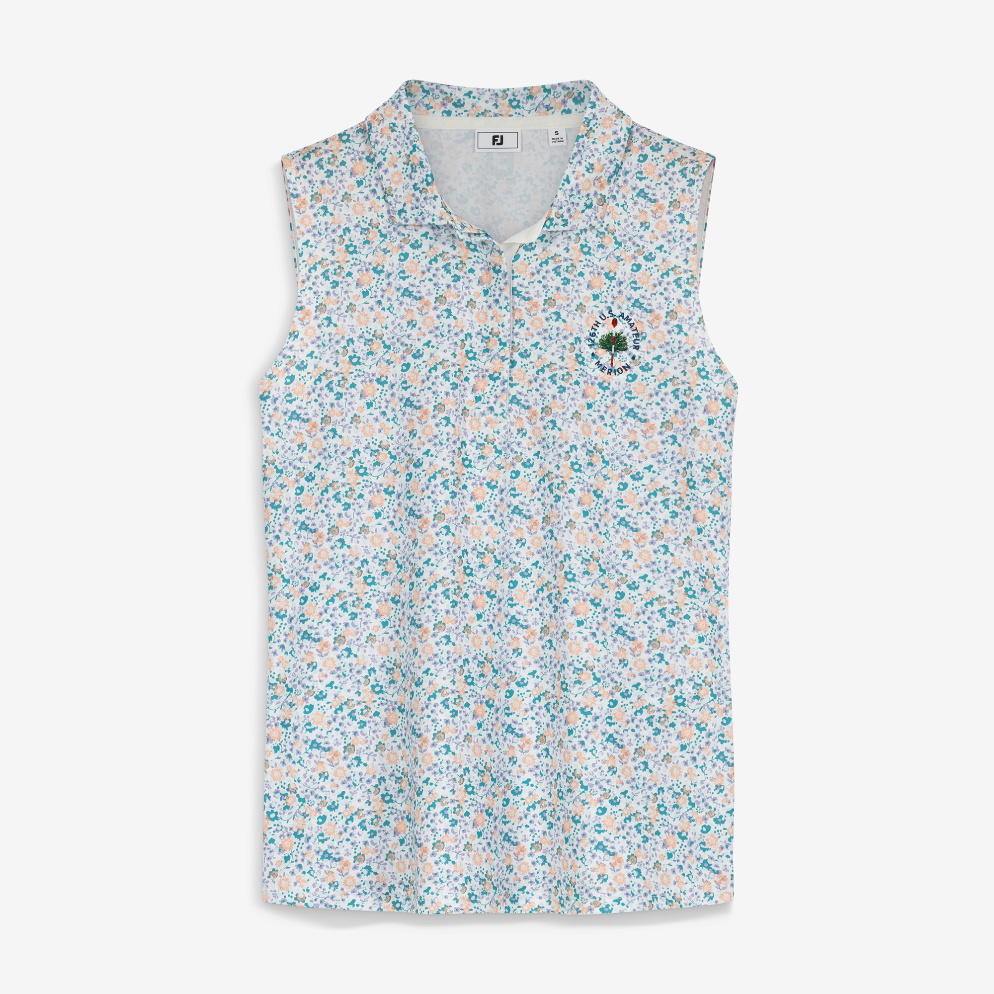 Women’s 2026 U.S. Amateur FootJoy White Floral Print Sleeveless Polo