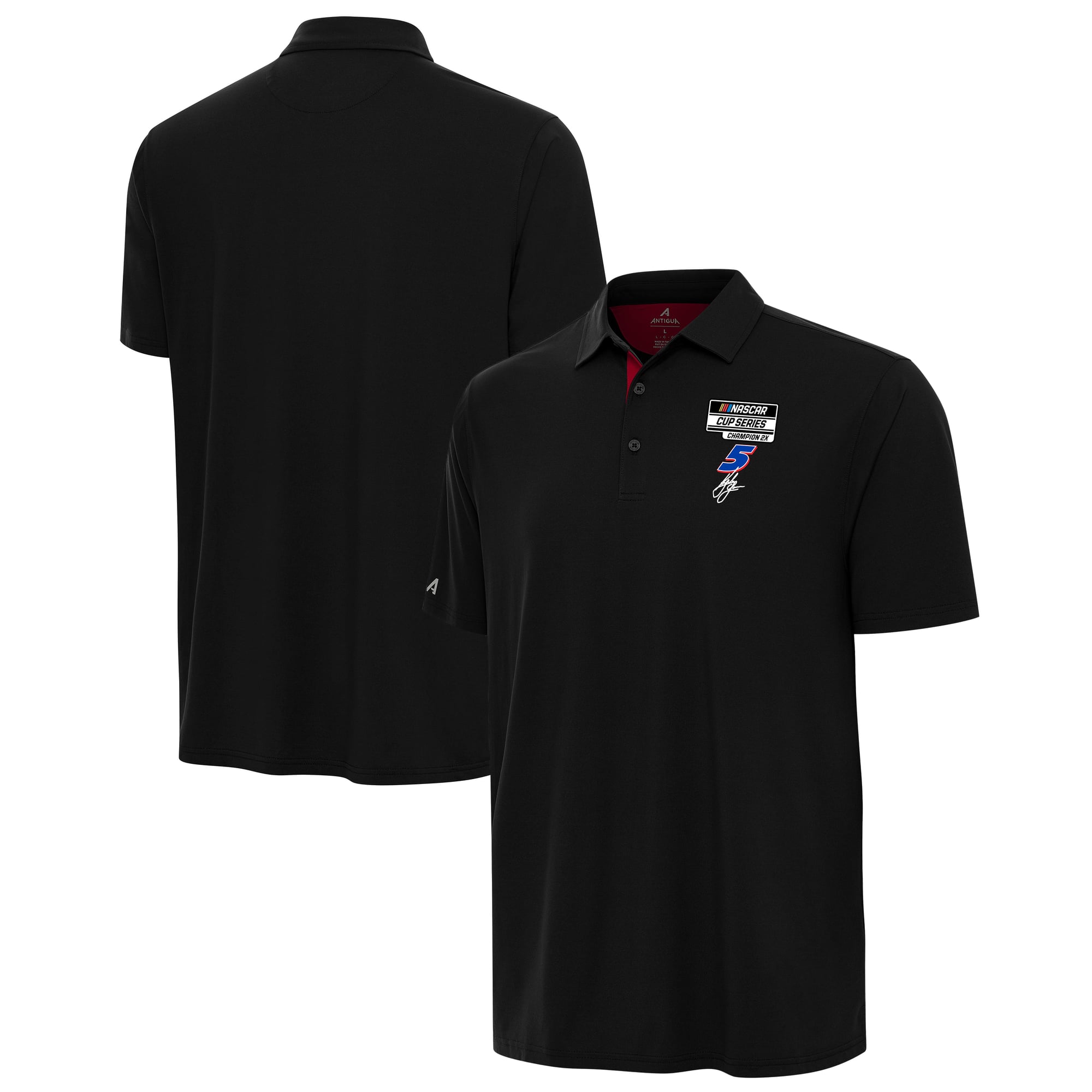 Men’s Antigua Black/Red Kyle Larson Two-Time NASCAR Cup Series Champion Era Polo Men’s Antigua Black/Red Kyle Larson Two-Time NASCAR Cup Series Champion Era Polo