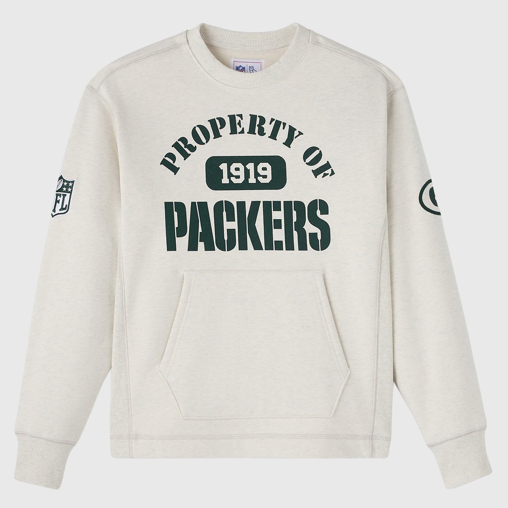 Sudadera unisex de felpa OVO x NFL color gris jaspeado de los Green Bay Packers