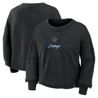 Women's Fanatics Black Dallas Cowboys Oversized Chop Block Boxy Long Sleeve Top
