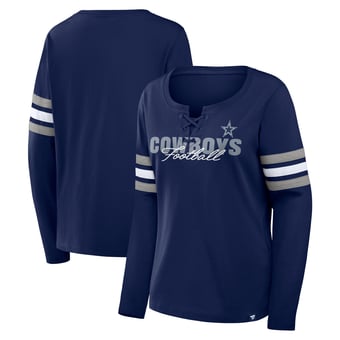 Women's Fanatics  Navy Dallas Cowboys Team First Coverage Scheme Lace-Up Long Sleeve T-Shirt