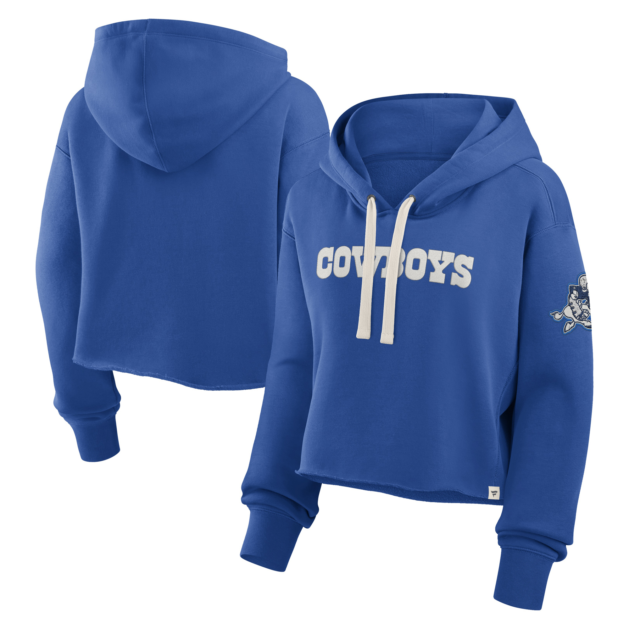 Women's Fanatics Royal Dallas Cowboys Oversized Heritage Cropped Hoodie
