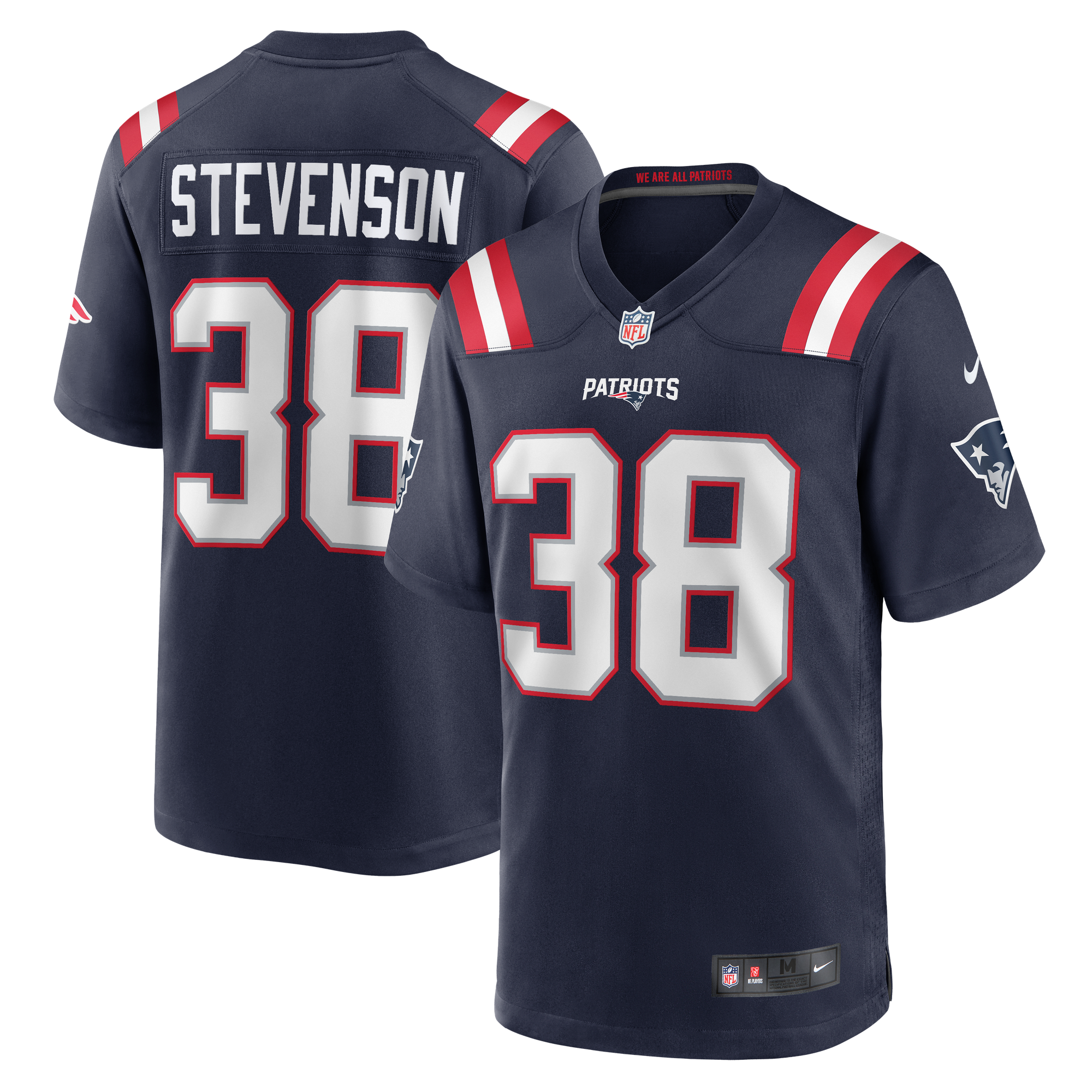 New England Patriots Nike Heimtrikot – Marineblau – Rhamondre Stevenson – Herren: retailer-supplied image