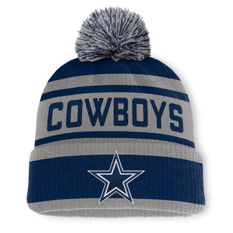Men's Fanatics Navy Dallas Cowboys Measured Cuff Knit Hat with Pom