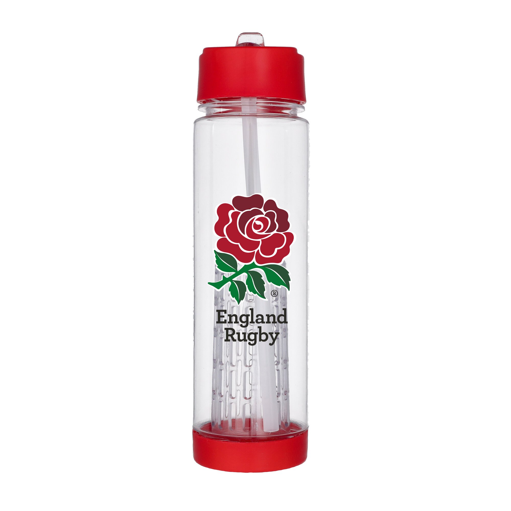 Borraccia in plastica trasparente England Rugby - Rossa - 650 ml