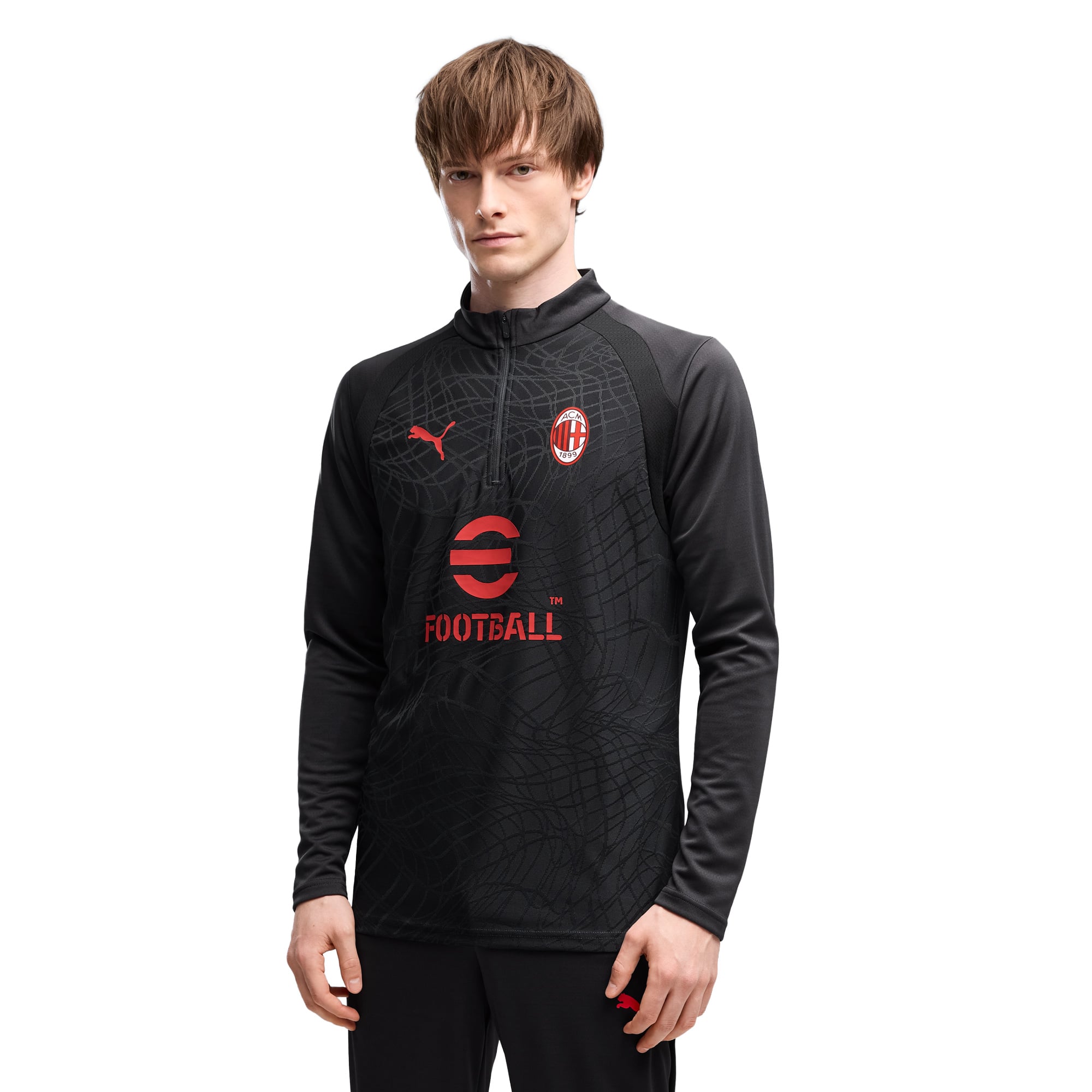Camiseta de entrenamiento 1/4 cremellera PUMA del AC Milan - Gris oscuro: retailer-supplied image