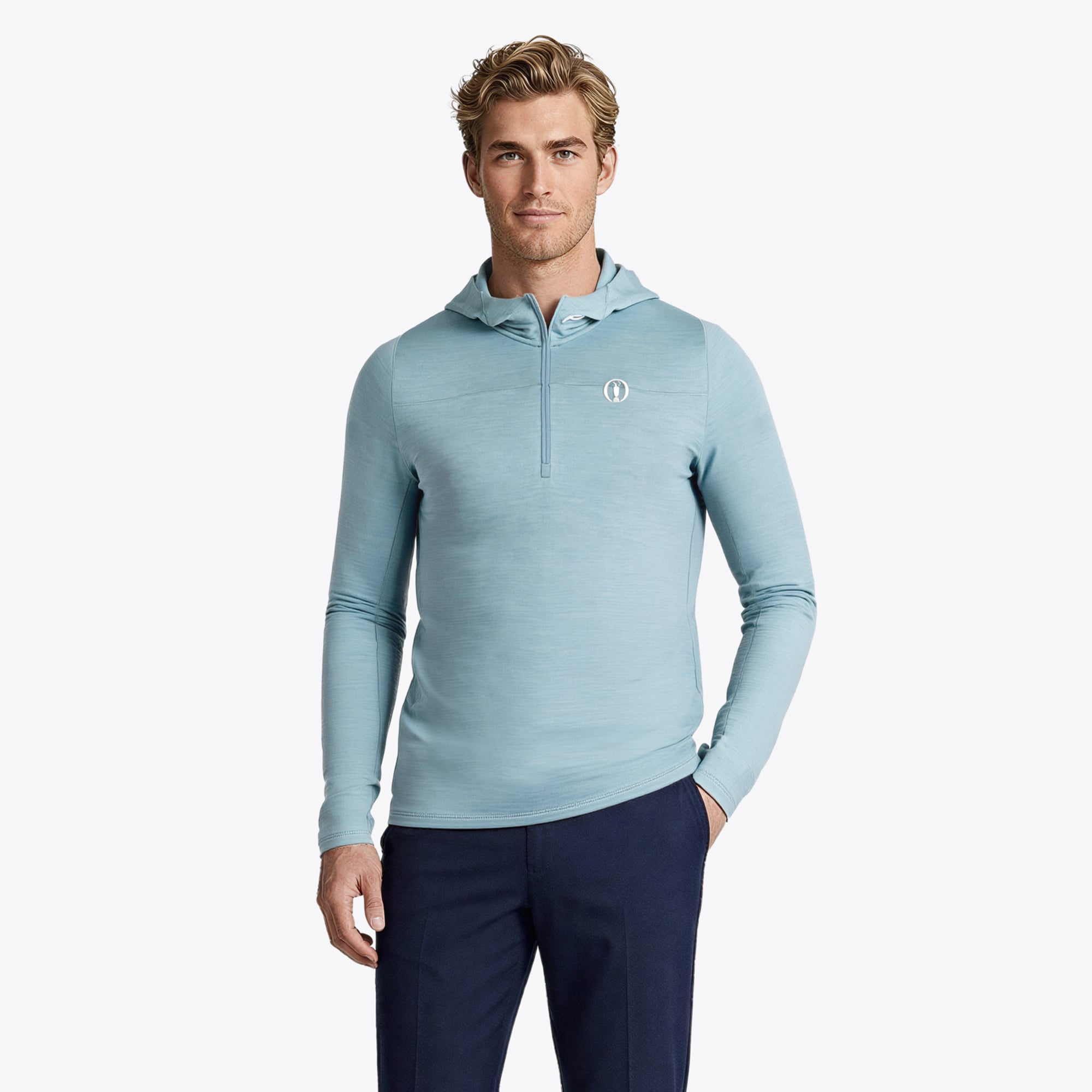 Felpa con cappuccio 1/2 cernia The Open KJUS Liam - Blu
