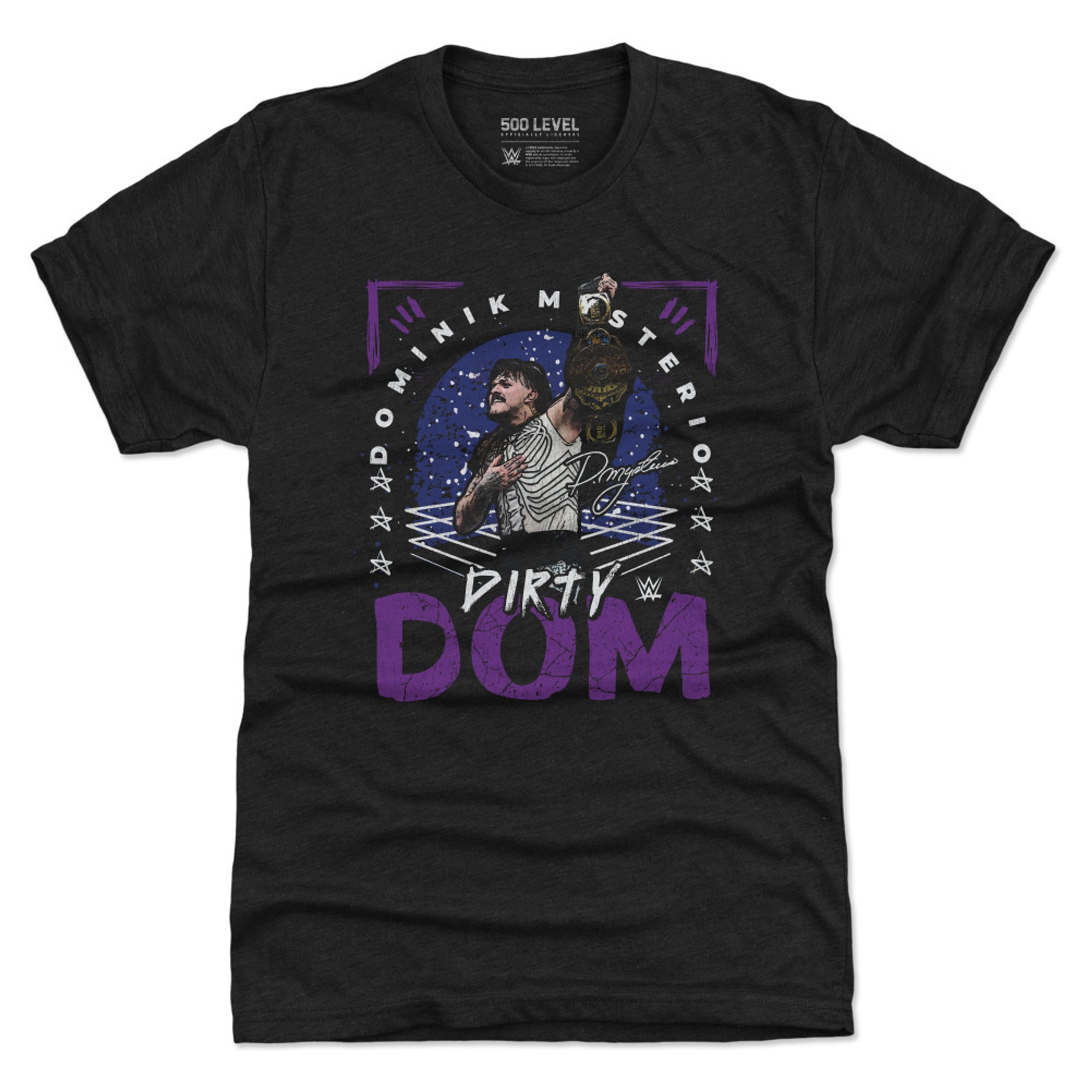 Men's 500 Level Heather Black Dominik Mysterio Champion Premium Tri-Blend T-Shirt
