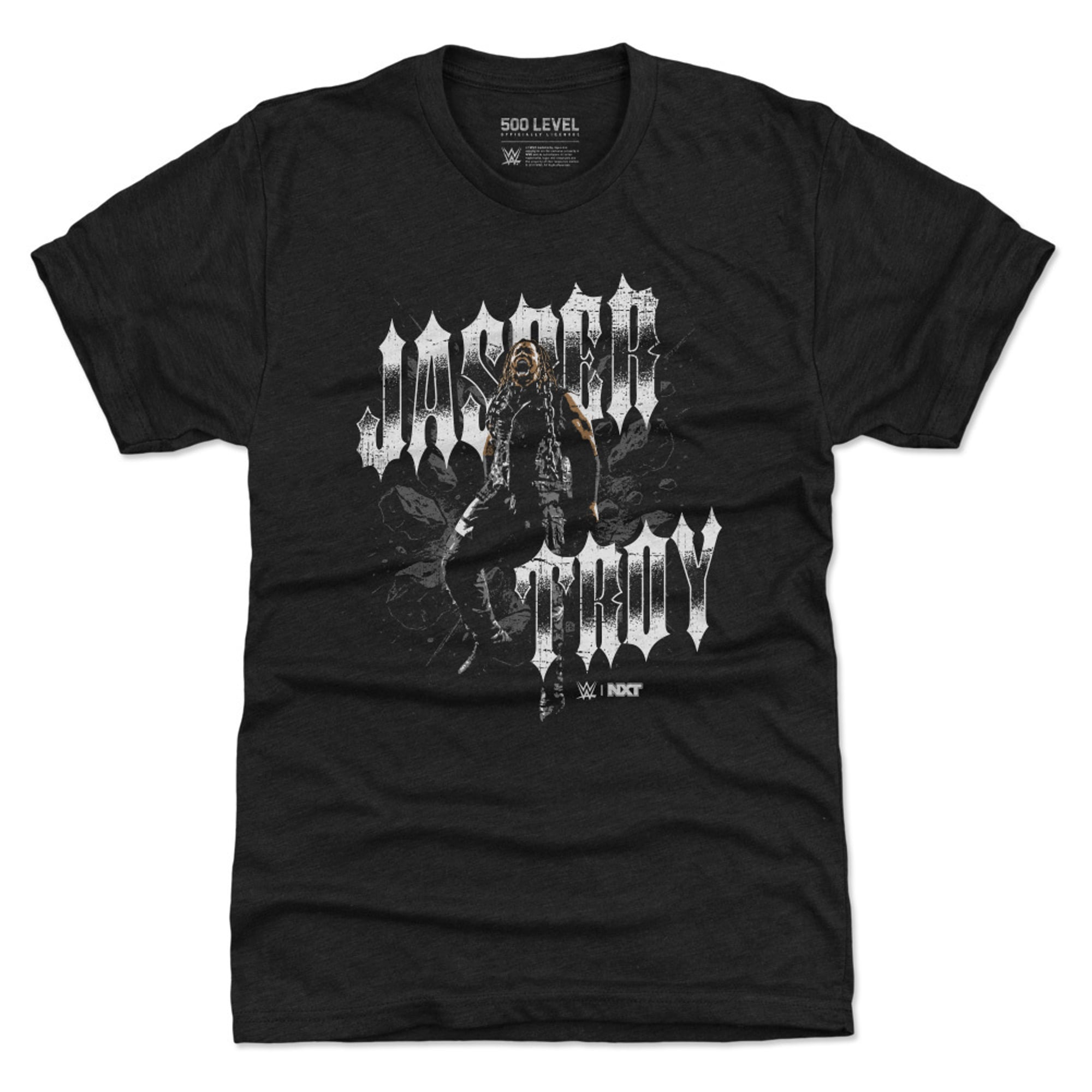 Men's 500 Level Heather Black Jasper Troy Grunge Premium Tri-Blend T-Shirt