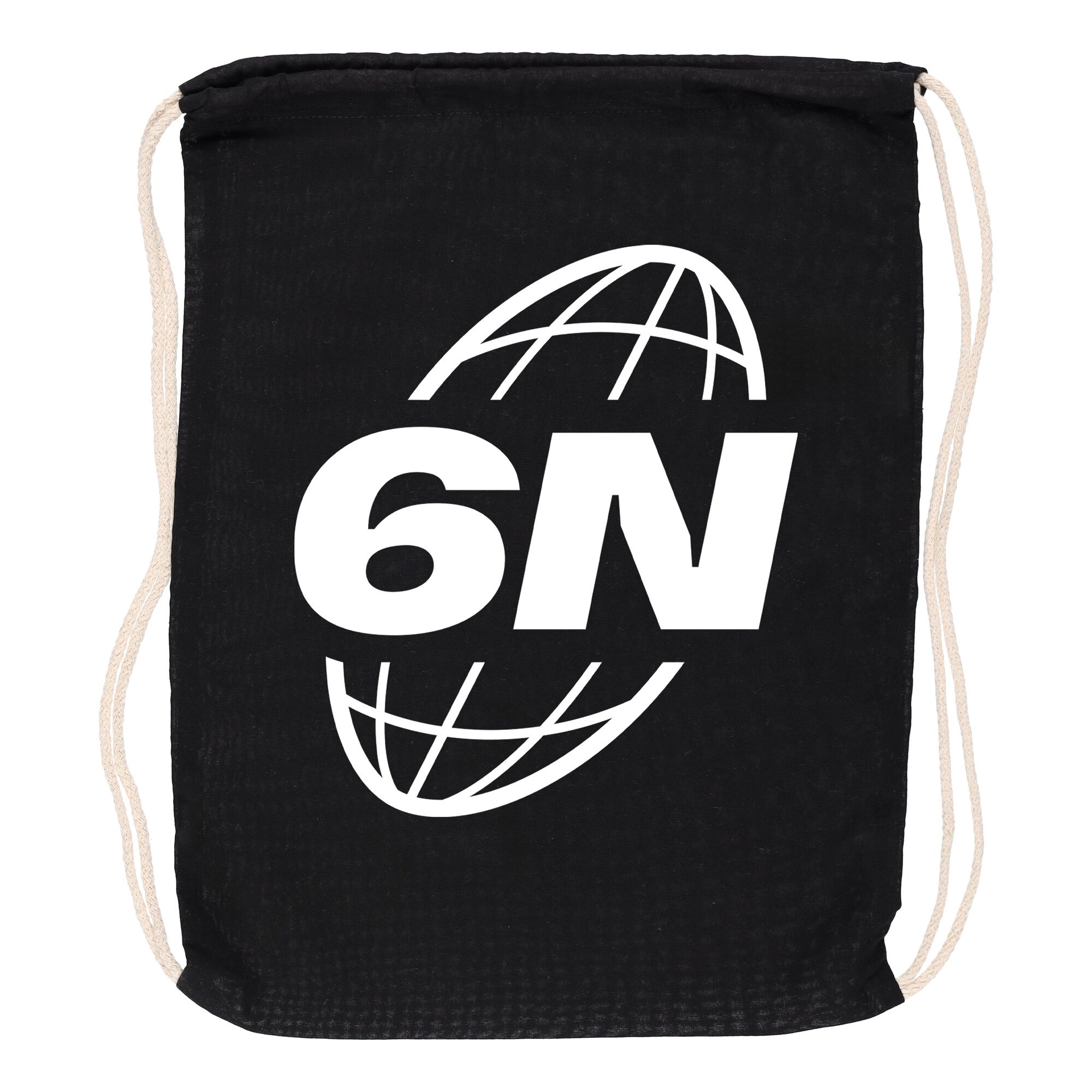 Borsa con coulisse Six Nations 100% cotone - Nera