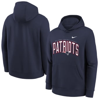 Youth Nike Navy New England Patriots Logo Arch Fleece Hoodie