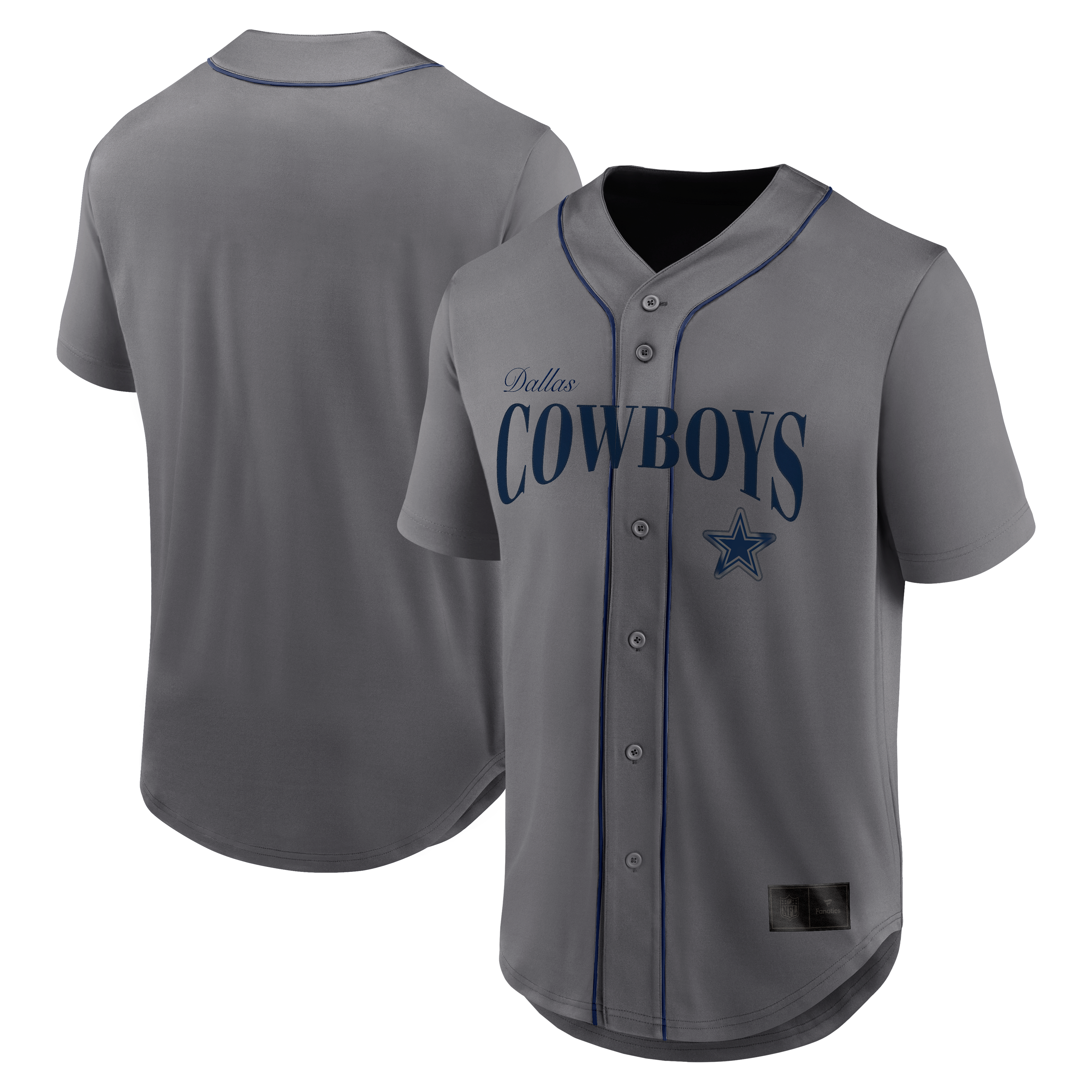 Men's Fanatics Gray Dallas Cowboys After Hours Button-Up Baseball Top