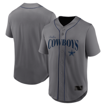 Men's Fanatics Gray Dallas Cowboys After Hours Button-Up Baseball Top