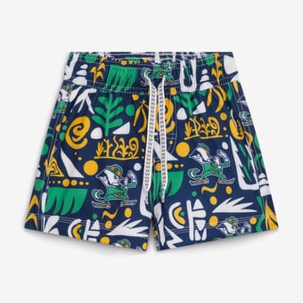 Toddler Wes & Willy  Navy Notre Dame Fighting Irish Allover Print Swim Shorts