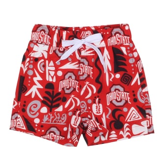 Toddler Wes & Willy  Scarlet Ohio State Buckeyes Allover Print Swim Shorts