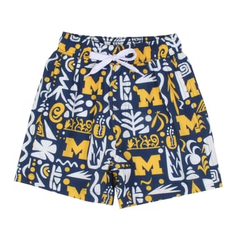 Toddler Wes & Willy  Navy Michigan Wolverines Allover Print Swim Shorts