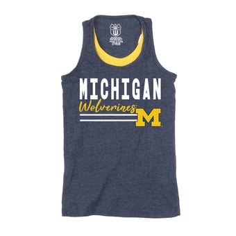 Girls Youth Wes & Willy  Navy Michigan Wolverines Racerback Tank Top