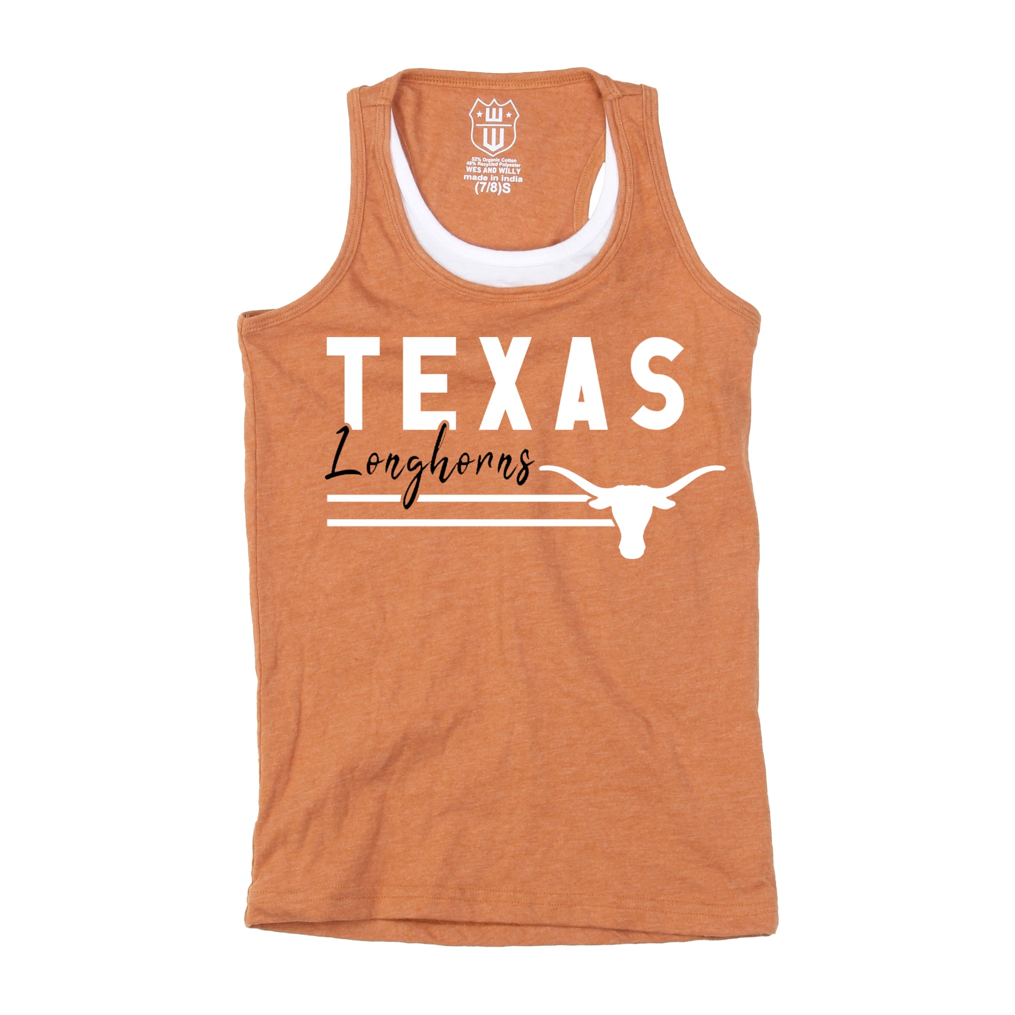 Girls Youth Wes & Willy Texas Orange Texas Longhorns Racerback Tank Top
