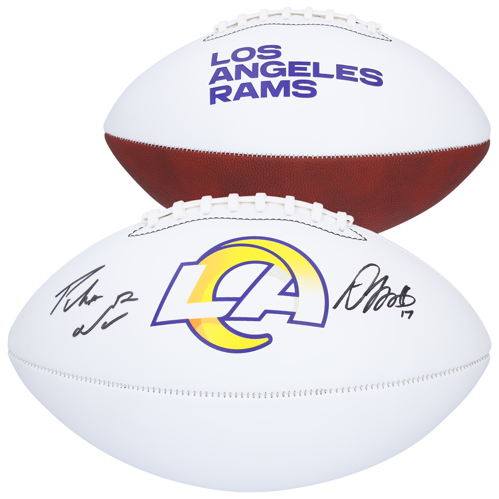Davante Adams & Puka Nacua Los Angeles Rams Autographed Franklin White Panel Football