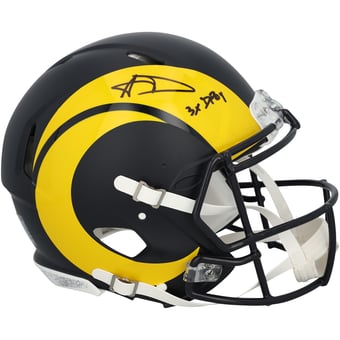 Aaron Donald Los Angeles Rams Autographed Riddell Rivalry Speed Authentic Helmet with "3x DPOY" Inscription