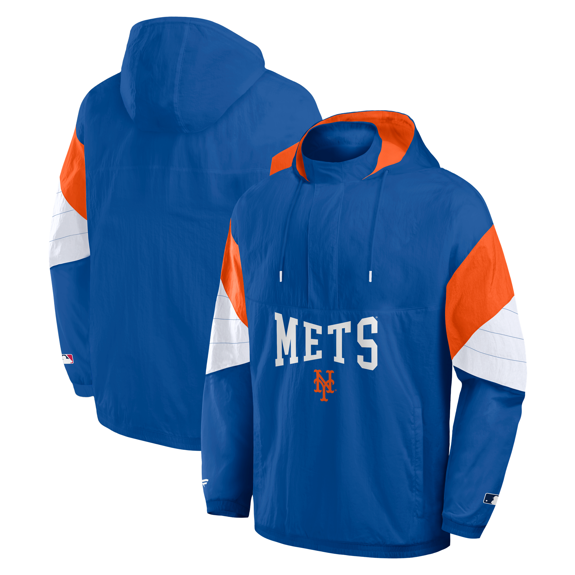 New York Mets Quarter Zip Hooded Jacket - Mens