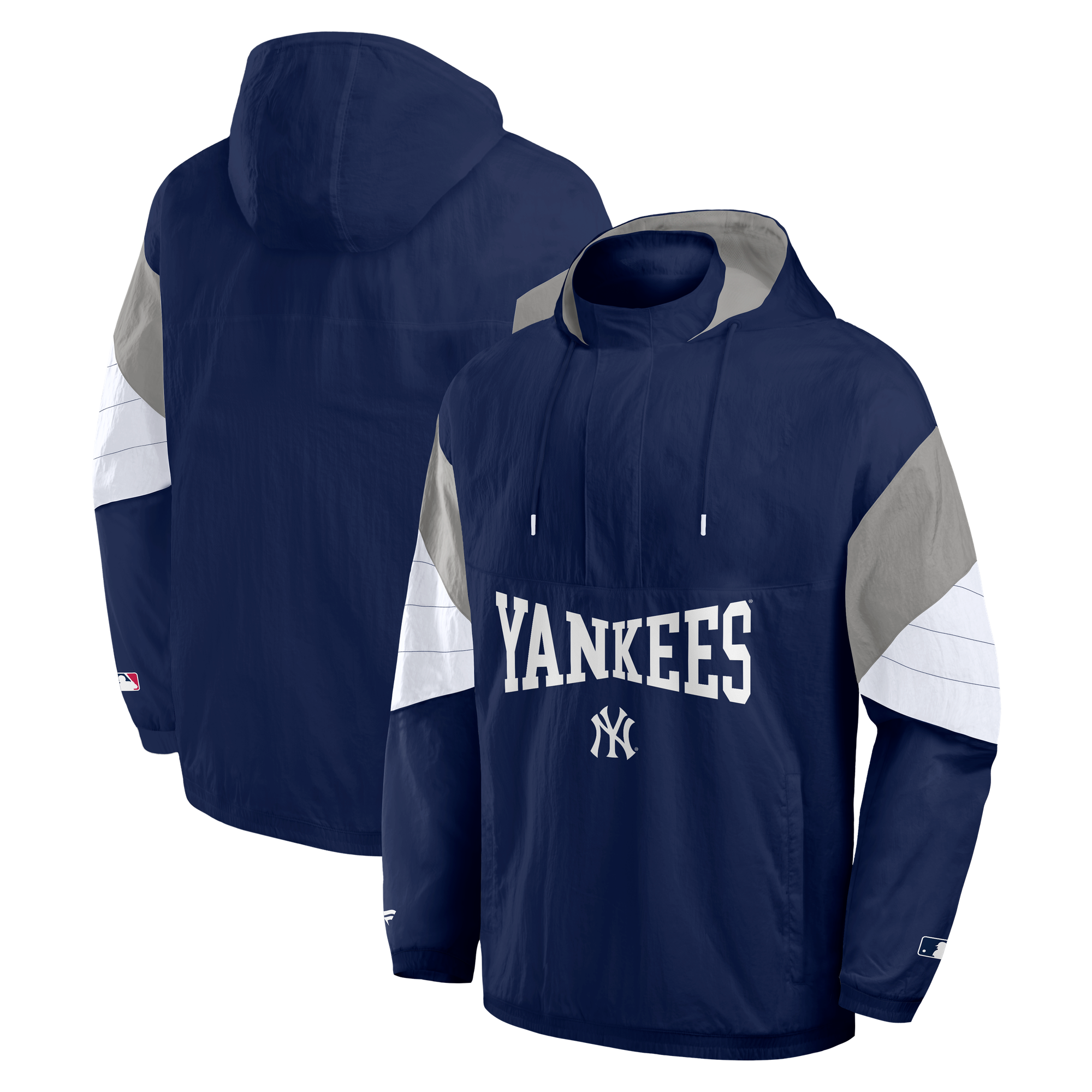 New York Yankees Quarter Zip Hooded Jacket - Mens