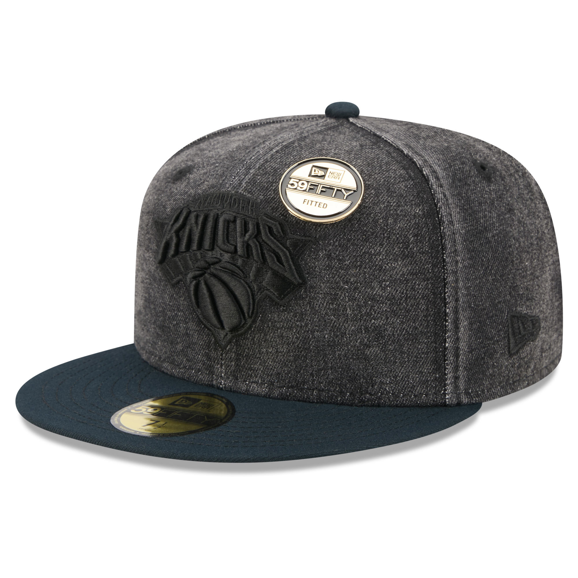 Men's New Era Black New York Knicks Washed Denim 59FIFTY Fitted Hat