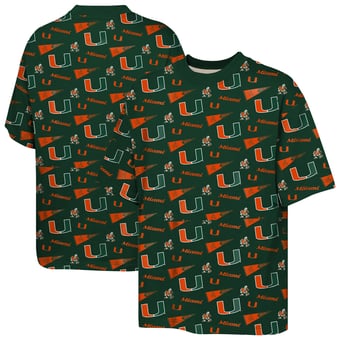 Youth Outerstuff Green Miami Hurricanes Scramble All Over Print T-Shirt