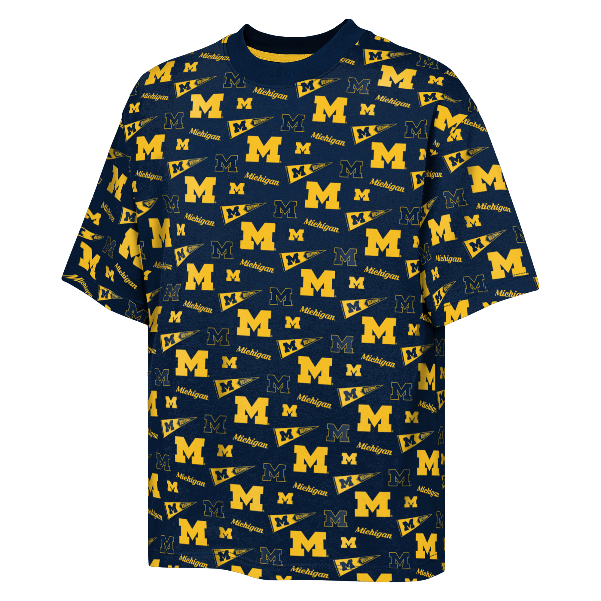 Youth Outerstuff Navy Michigan Wolverines Scramble All Over Print T-Shirt