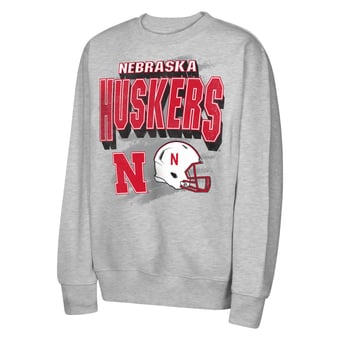 Youth Outerstuff  Heather Gray Nebraska Huskers Wild Card Fleece Sweatshirt