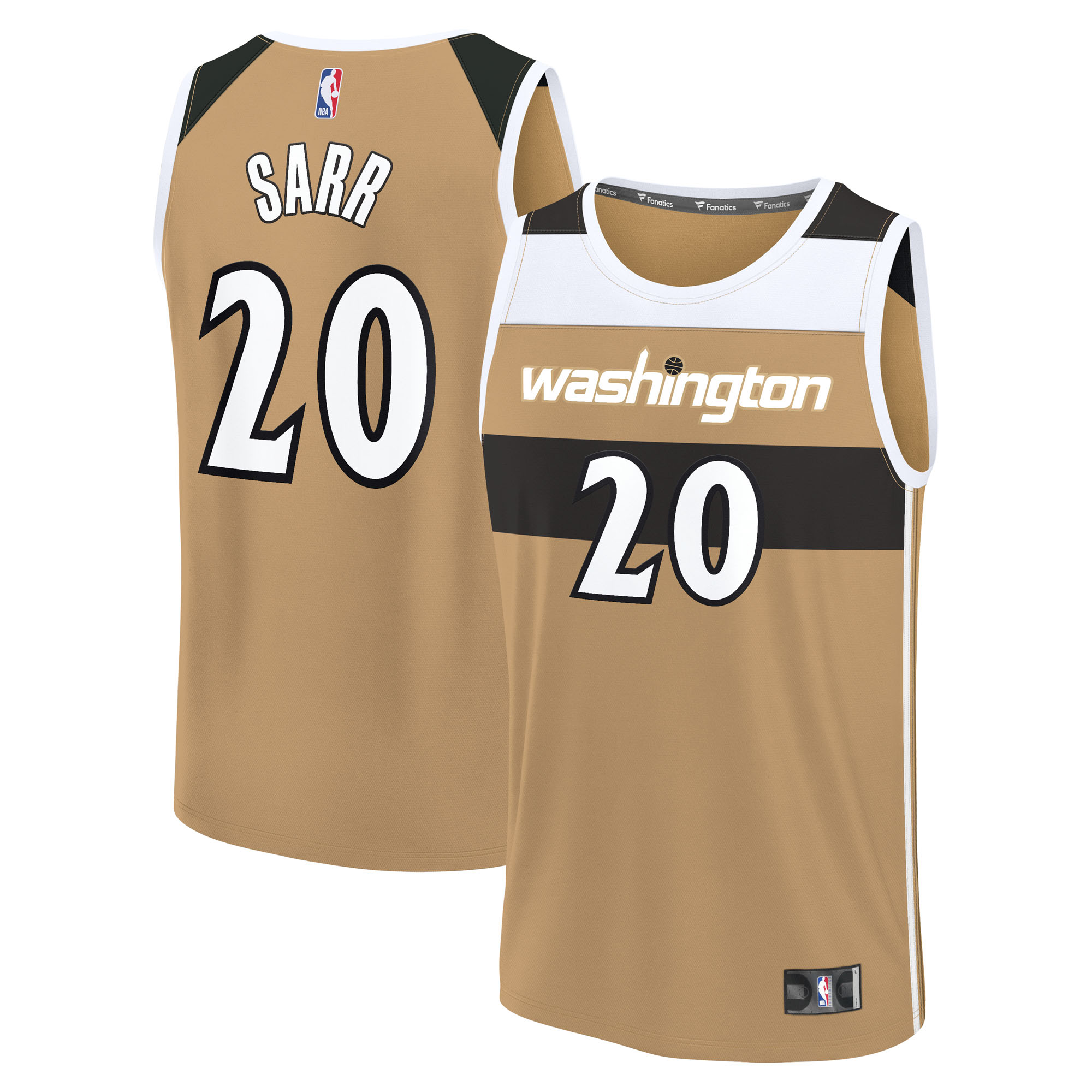 Men's Fanatics Alex Sarr Gold Washington Wizards 2025/26 City Edition Fast Break Jersey