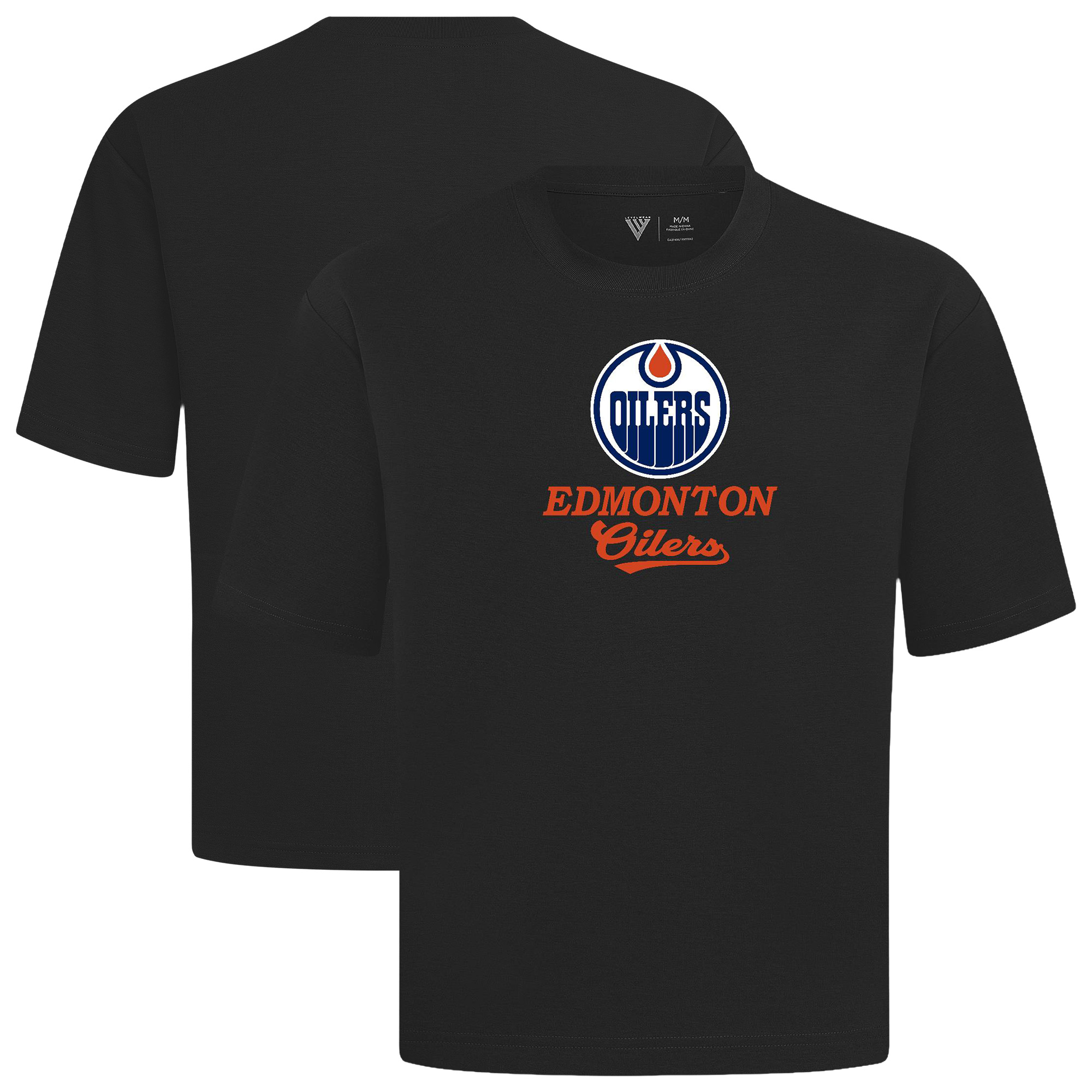 Men’s Levelwear Black Edmonton Oilers Team Surge Luxe Signature Knit T-Shirt Men’s Levelwear Black Edmonton Oilers Team Surge Luxe Signature Knit T-Shirt